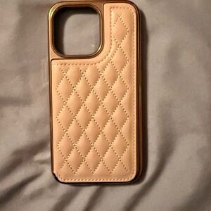 Luxury Quilted Cream and Rose Gold Phone Case